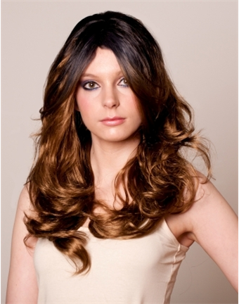 Fearne - Wavy Black in to Brown Dip-Dye Wig